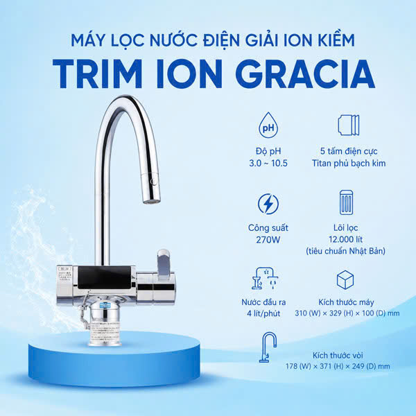 Máy Lọc Nước Điện Giải Ion Kiềm Trim Ion GRACIA thumbnail